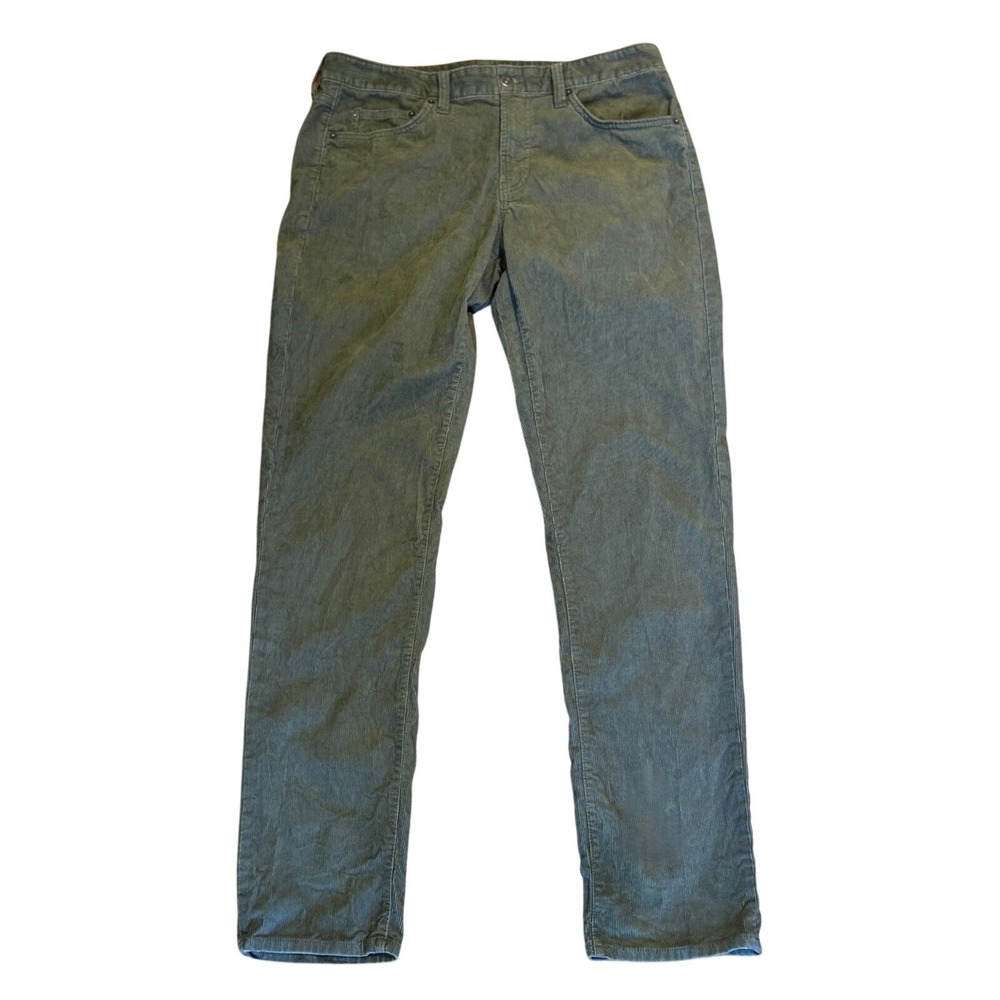 Mens Bonobos Corduroy Pants 33/34 Olive Green Slim Fit Stretch 5-Pocket Trousers